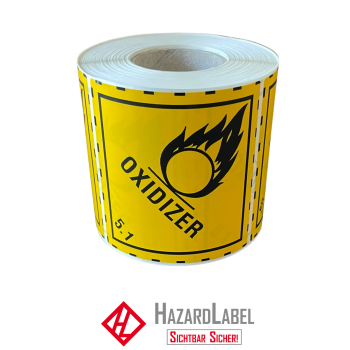 Hazard Label Class 5.1, 10x10 cm, PE-Folie, OXIDIZER